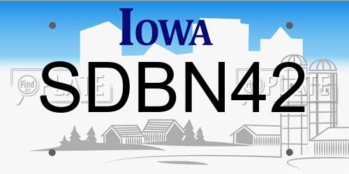 SDBN42 Iowa License Plate