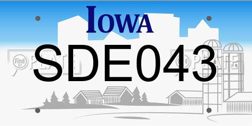 SDE043 Iowa License Plate