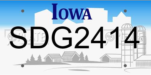 SDG2414 Iowa License Plate