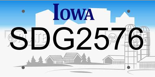 SDG2576 Iowa License Plate