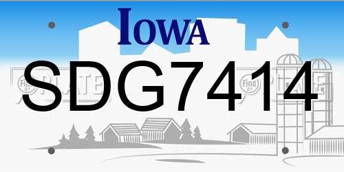 SDG7414 Iowa License Plate