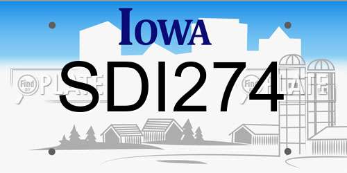 SDI274 Iowa License Plate
