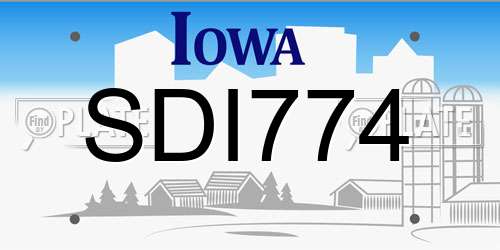 SDI774 Iowa License Plate