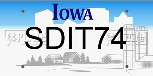 SDIT74 Iowa License Plate