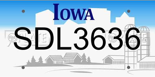 SDL3636 Iowa License Plate