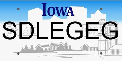 SDLEGEG Iowa License Plate