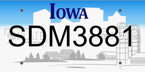 SDM3881 Iowa License Plate