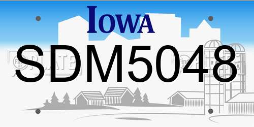 SDM5048 Iowa License Plate