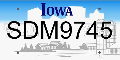 SDM9745 Iowa License Plate