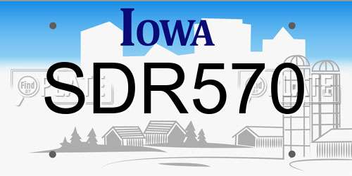 SDR570 Iowa License Plate