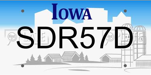 SDR57D Iowa License Plate