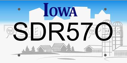 SDR57O Iowa License Plate