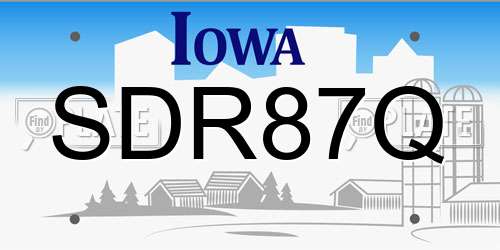 SDR87Q Iowa License Plate