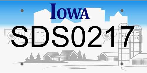 SDS0217 Iowa License Plate