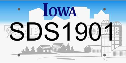 SDS1901 Iowa License Plate