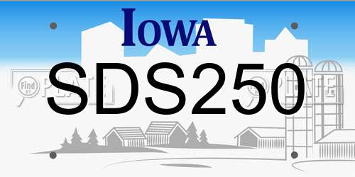 SDS250 Iowa License Plate