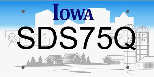 SDS75Q Iowa License Plate