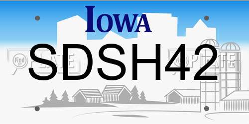SDSH42 Iowa License Plate