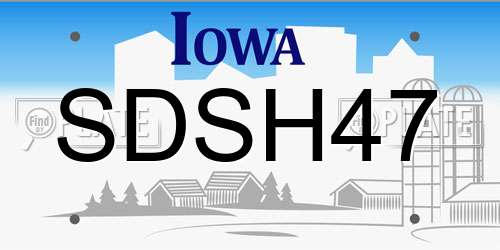 SDSH47 Iowa License Plate