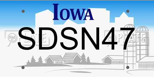 SDSN47 Iowa License Plate