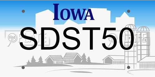 SDST50 Iowa License Plate