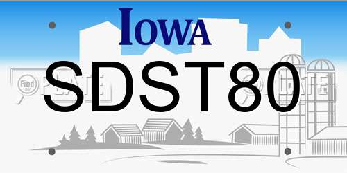 SDST80 Iowa License Plate