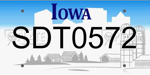 SDT0572 Iowa License Plate
