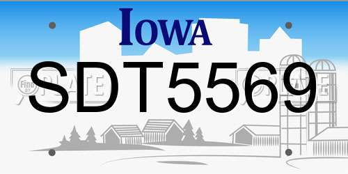 SDT5569 Iowa License Plate
