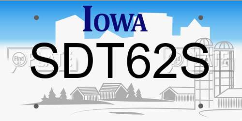 SDT62S Iowa License Plate