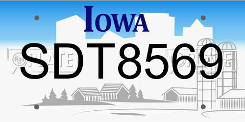 SDT8569 Iowa License Plate