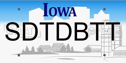 SDTDBTT Iowa License Plate