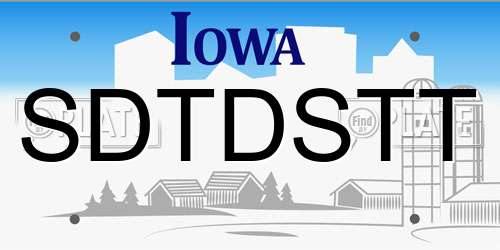 SDTDSTT Iowa License Plate