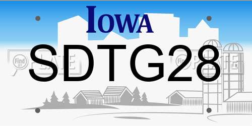 SDTG28 Iowa License Plate
