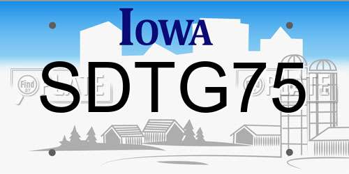 SDTG75 Iowa License Plate