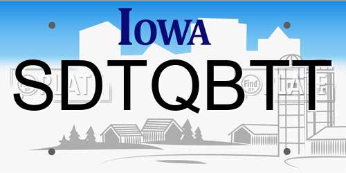SDTQBTT Iowa License Plate
