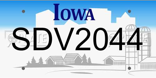 SDV2044 Iowa License Plate