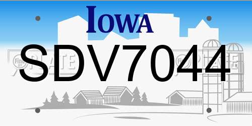 SDV7044 Iowa License Plate