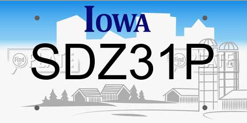 SDZ31P Iowa License Plate