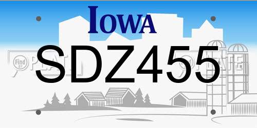 SDZ455 Iowa License Plate