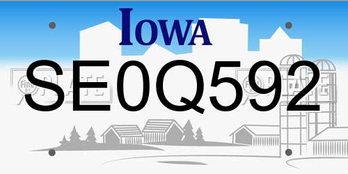 SE0Q592 Iowa License Plate