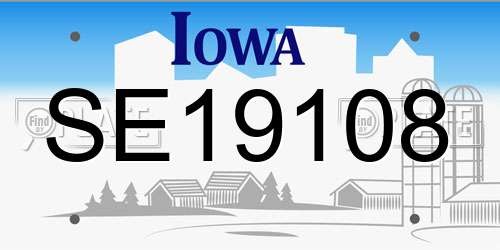 SE19108 Iowa License Plate