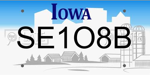 SE1O8B Iowa License Plate