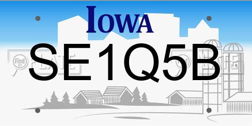SE1Q5B Iowa License Plate