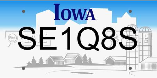SE1Q8S Iowa License Plate