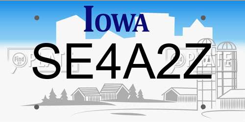 SE4A2Z Iowa License Plate