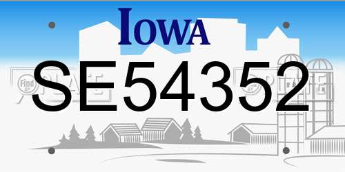 SE54352 Iowa License Plate