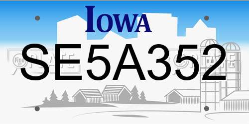 SE5A352 Iowa License Plate
