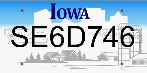 SE6D746 Iowa License Plate