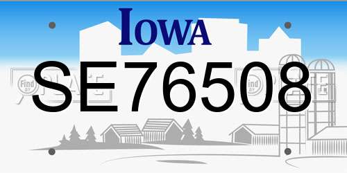 SE76508 Iowa License Plate