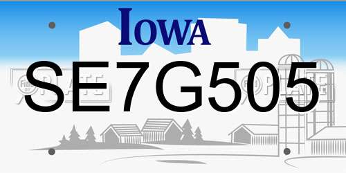SE7G505 Iowa License Plate